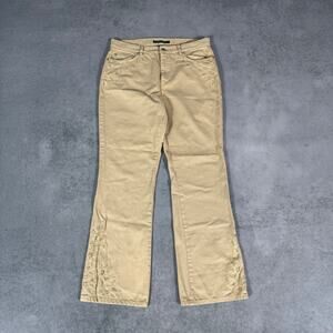 Lauren Jeans Co Ralph Lauren Embroidered Flare Pants Beige - Size: 12